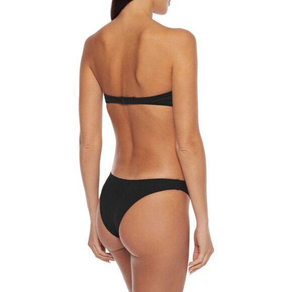 Onia Allegra Button- Embellish Bandeau Bikini Top in Black Small - Picture 3 of 13